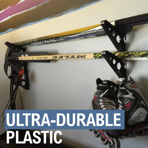 Vista 7 de StoreYourBoard Estante de palo de hockey, almacenamiento de garaje de montaje en pared para equipos deportivos, patines, palos de lacrosse, 3