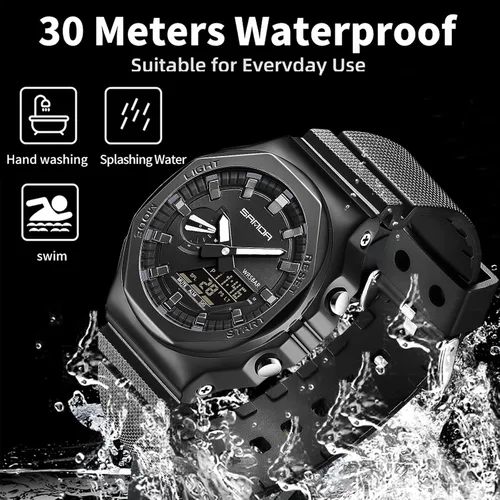 Vista 3 de FORSINING Reloj deportivo militar para hombre, resistente al agua, analógico, digital, deportivo, electrónico, táctico, militar, para hombre, fecha