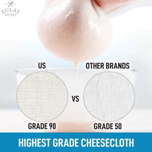 Vista 6 de Zulay - Paño de queso ultra fino de grado 90, sin blanquear y reutilizable, paños de queso de algodón puro de grado alimenticio para cocinar, colar