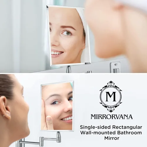 Vista 4 de MIRRORVANA Espejo de pared sin marco para baño con extensión giratoria de 11 pulgadas, sin aumento, superficie rectangular de 8.7 x 6.3 pulgadas