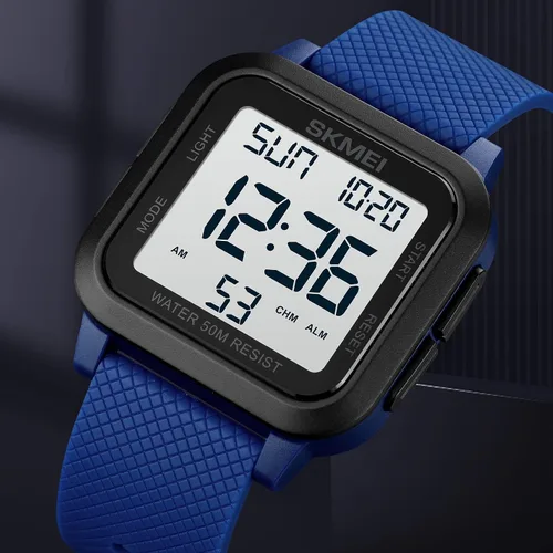 Vista 2 de SKMEI Reloj deportivo digital para hombre, ultra delgado, de cara grande, impermeable, con cronómetro, temporizador de cuenta regresiva, función