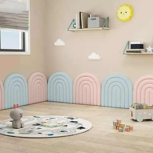 Vista 3 de Acolchado de pared 3D anticolisión para niños, tapete de pared autoadhesivo para paredes de TV, dormitorio de niños, fácil de instalar, calcomanías