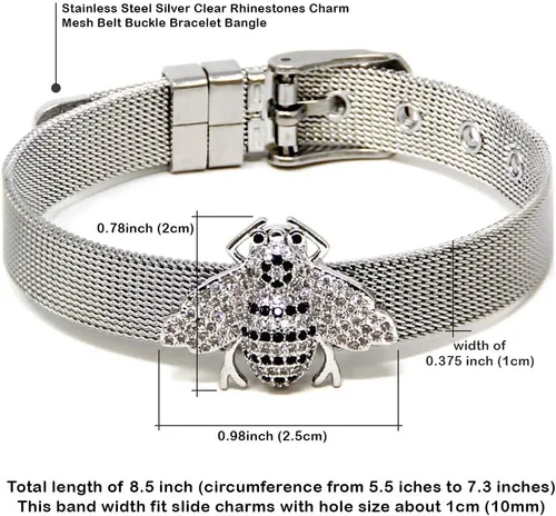 Vista 3 de Me Plus - Pulsera de acero inoxidable para mujer, diseño de diamantes de imitación de plata, oro transparente