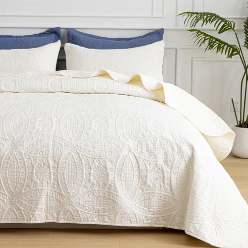 Vista 11 de SheRest - Juego de colcha individual - colcha de cama suave y transpirable, colcha con relieve de estilo moderno, colcha de microfibra ligera