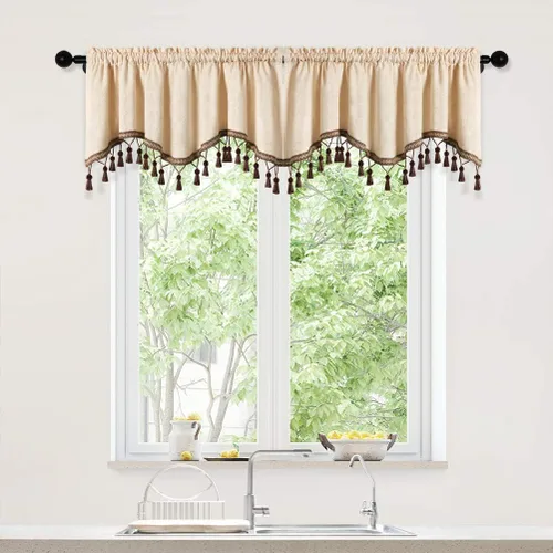 Vista 40 de Cortinas de doble cara de felpilla para cortina de cocina, cenefa para sala de estar