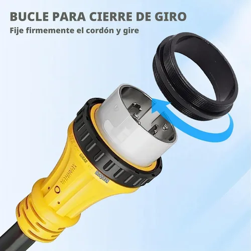 Vista 6 de Enchufe de bloqueo giratorio de 50 amperios macho a 50 amperios con bloqueo de 90 grados, adaptador de RV hembra para cable de extensión RV de 50