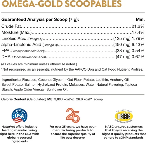 Vista 8 de NaturVet Scoopables Aceite de Anchoa Omega-Gold y Suplemento de salmón para perros y gatos – Apoya la piel y el pelaje saludables más DHA, EPA