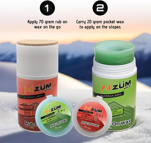 Vista 4 de ZUMWax RUB ON Wax Ski/Snowboard/Nordic Sample Pack - Universal & CHILL - 0.71 oz cada uno, fácil aplicador de corcho, de larga duración, aroma a