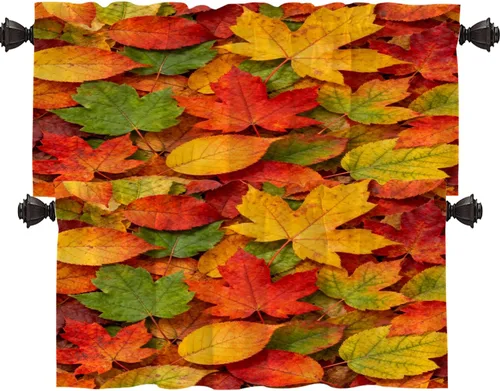 Vista 80 de Shrahala Orange Autumn Autumn Blackout Curtain Tiers, Fall Kitchen Valance Light Blocking Tier Drapes with Rod Pocket, 2 Pack 26 X 24 in