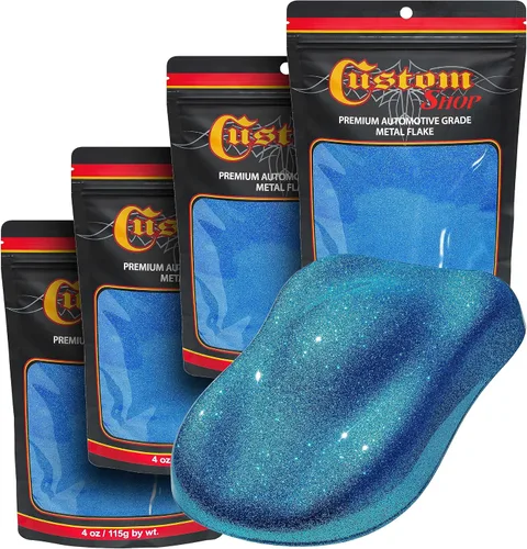 Vista 5 de Custom Shop - Purpurina metálica para pintura automotriz, oro brillante, 4 oz, micro escamas de metal de 0.004" para pintura de automóviles, aditivo