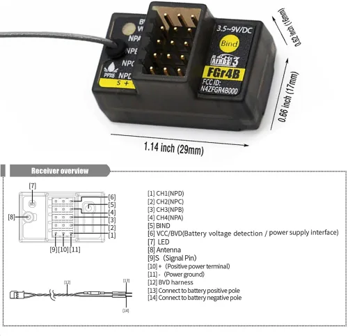 Vista 7 de GoolRC Flysky FGr4B receptor 2.4GHz 4 canales receptor para Flysky AFHDS3 PL18 NB4 NB4 Lite transmisor
