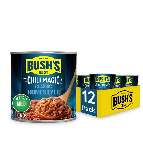 Vista 4 de BUSH'S BEST Frijoles para Chili Magic Receta de Texas Enlatados (Paquete de 12), Fuente de Proteína y Fibra de Origen Vegetal, Bajo en Grasa, Sin