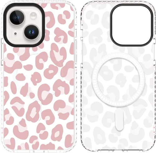 Vista 16 de SAKUULO Funda magnética para iPhone 11 Pro Max [Compatible con MagSafe] Patrón de Estampado de Leopardo Gris Claro Funda de Carga Inalámbrica