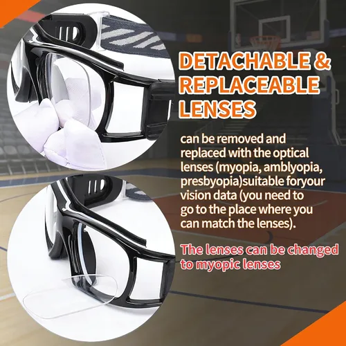 Vista 4 de SooGree Anteojos deportivos para hombres y mujeres, para baloncesto, fútbol, deportes, antiniebla, choque, colisión, gafas de uso