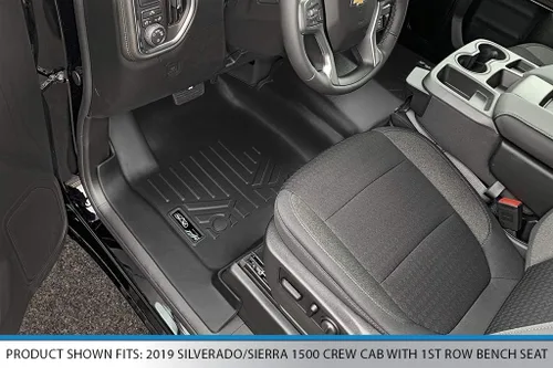Vista 2 de SMARTLINER Alfombrillas de Suelo de Primera Fila Liner Compatibles con Chevrolet Silverado 1500 2019-2025