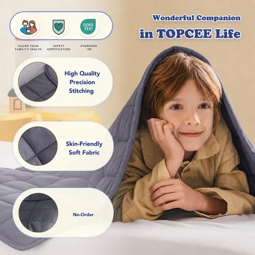 Vista 5 de Topcee Manta con peso (3 libras, 36 x 48 pulgadas), manta refrescante pesada para dormir, se aplica a 20-40 libras, manta suave y gruesa