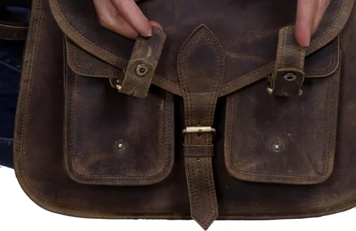 Vista 4 de Bolso KPL para mujer, de 14 pulgadas, de piel, bolso para colgar al hombro o cruzado, bolso para chica, bolso de viaje, de piel auténtica