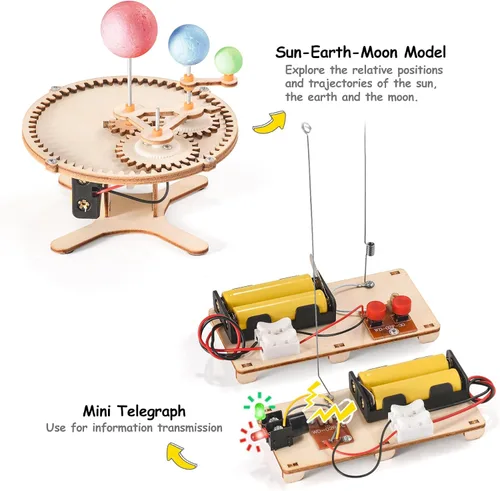 Vista 5 de Kits STEM 9 en 1 para niños de 8 a 12 años, proyectos de experimentos científicos y de dinosaurios para construir, juguetes de construcción