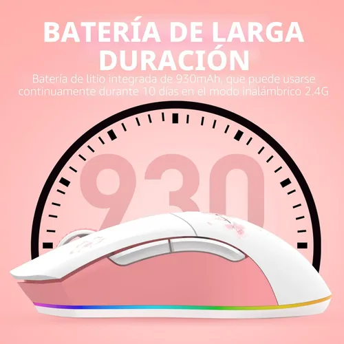 Vista 3 de DAREU EK75PRO Sakura Pink Teclado mecánico inalámbrico para juegos y mouse inalámbrico para juegos con combo de base de carga (interruptor de nube)
