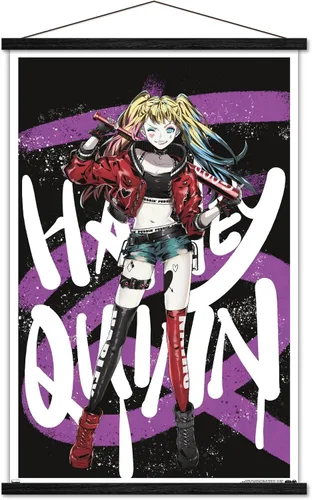 Vista 8 de Trends International DC Comics - Póster de pared de anime Harley Quinn, 14.725 x 22.375 pulgadas, versión enmarcada de madera de granero