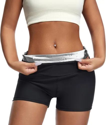 Vista 7 de JBT Sauna Sweat Shorts for Women High Waist Slimming Compression Workout Pants for Thighs and Tummy Control