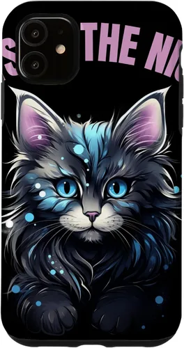 Vista 5 de iPhone 14 Pastel Goth Maine Coon Cat Cats of the Night Pastels en estuche