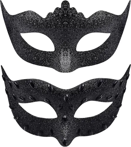 Vista 24 de Juego de Máscaras para Pareja de SIQUK, Máscara de Fiesta Veneciana, Máscara de Disfraz