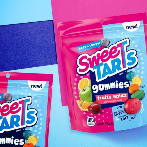 Vista 5 de SweeTARTS Gomitas Fruity Splitz, caramelos, dulces y ácidos, bolsa resellable, 9 onzas (paquete de 2)