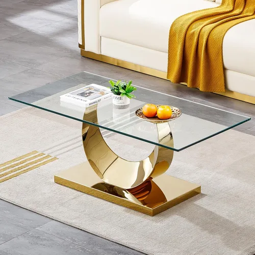 Vista 42 de Mesa auxiliar de cristal dorado de lujo, moderna mesa de centro cuadrada para sofá con base de acero inoxidable con espejo brillante, mesa de noche