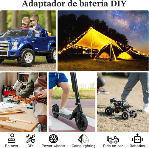 Vista 2 de 1 Paquete de Adaptador para Rueda Eléctrica para Batería Milwaukee M18, Kit de Conversión de Batería de Rueda Eléctrica de 18 V con Interruptor