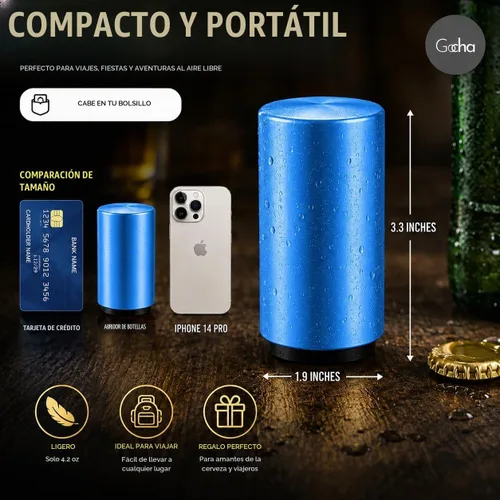 Vista 3 de GOCHA Abridor magnético de botellas de cerveza con receptor automático de tapa – Dispositivo de empuje de acero inoxidable, herramienta de barra