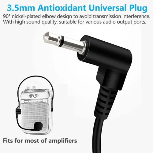 Vista 3 de VOVIGGOL 2 piezas de micrófono auricular con micrófono, cable flexible para amplificador de voz, auricular con conector jack de 3.5mm para cantar