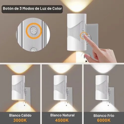 Vista 3 de easuntec Luz Nocturna, Luces Nocturnas Enchufables en la Pared, Luz Nocturna LED Cálida, Sensor de Luz de Atardecer a Amanecer, 3 Modos de Luz