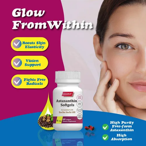 Vista 9 de Astaxantina de forma libre 6 mg Softgel-60 cápsulas blandas Suplemento dietético antioxidante más fuerte que apoya la salud de los ojos