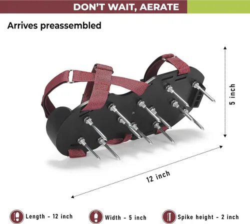 Vista 3 de Zapatos Aireadores de Césped con Correas de Velcro, Pre-ensamblados, Totalmente Ajustables, Talla Única – Herramienta de Césped y Jardín que Reduce