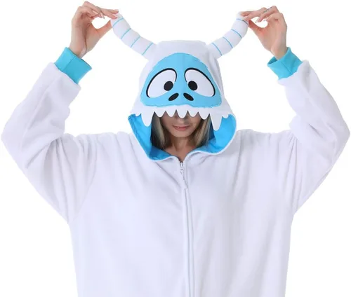 Vista 5 de dressfan Disfraz de monstruo de nieve de animales, disfraz de monstruo, pijama de monstruo para cosplay, Nieve