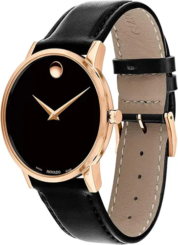 Vista 2 de Movado 0607315 - Reloj clásico de cuero negro para hombre