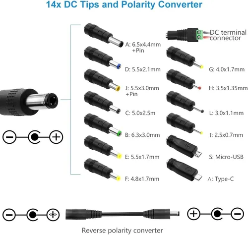 Vista 4 de SHNITPWR Fuente de alimentación universal ajustable DC 24V 12V 9V 14V 19V 30V 36V Adaptador de CA Multi-voltaje 9V ~ 36V 3A 108W Adaptador