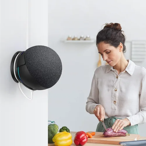 Vista 7 de PlusAcc Soporte de pared para Echo Dot 5ª generación, soporte de pared para Echo Dot 5ª generación, accesorios Alexa Dot 5 que ahorran espacio