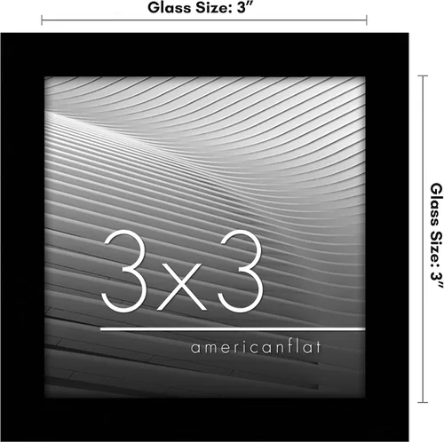 Vista 2 de Americanflat Portarretratos de 3 x 3 con cristal transparente pulido, colección Streamline, marco cuadrado de borde fino para exhibición de mesa