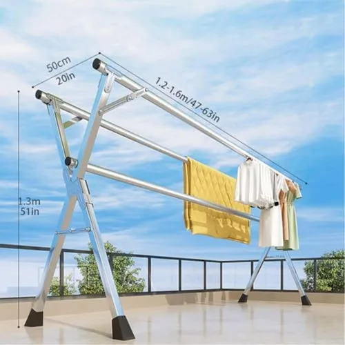 Vista 2 de Estante de secado ajustable para ropa interior y exterior, soporte plegable de acero inoxidable, colgador de ropa resistente