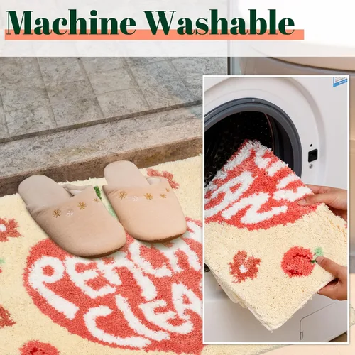 Vista 6 de Timgle Peachy Clean - Alfombra de baño de color durazno, antideslizante, suave, absorbente de agua, bonita, alfombra de baño estética, bonita