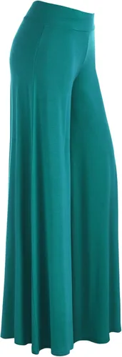 Vista 117 de Made By Johnny Pantalones palazzo elásticos de pierna ancha para mujer, lisos, casuales, cómodos