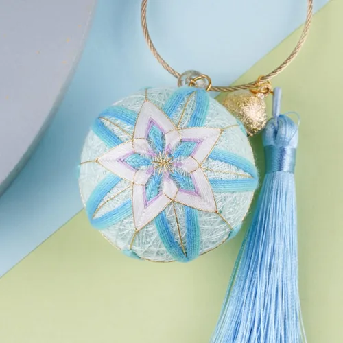 Vista 8 de Elecrelive DIY Bordado Temari Bola Azul Flor Bordado Hilo Bolas Estilo A01