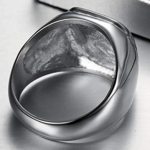 Vista 2 de Jude Jewelers Anillo masónico masónico estilo sello de dos tonos de acero inoxidable plateado