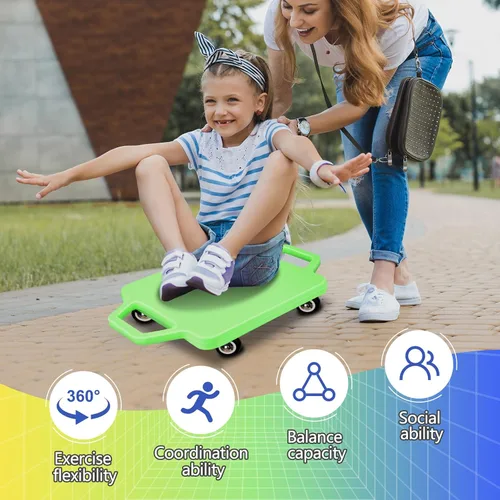 Vista 6 de 4 piezas de patinete deportivo con asas para niños, ruedas de plástico que no dañan el suelo, patineta, patineta, patineta, niño, niña, gimnasio