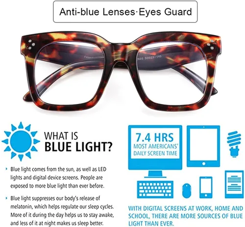 Vista 4 de FEISEDY Women Men Blue Light Blocking Glasses Frame Oversized Designer Luxury Square Eyewear B2695-FF