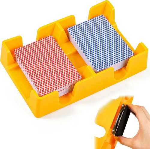 Vista 9 de Tarjetero giratorio de 360° para 2 barajas, bandeja de clasificación organiza plástico para accesorios de juegos (rojo)