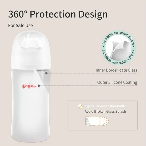 Vista 7 de Pigeon Biberones con revestimiento de silicona, cuello ancho, 5 onzas 5 Oz