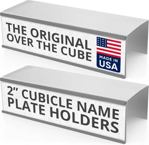 Vista 11 de The Original Over the Cube - Soporte para placa de identificación de cubículo intercambiable, base negra y soporte para placa de identificación